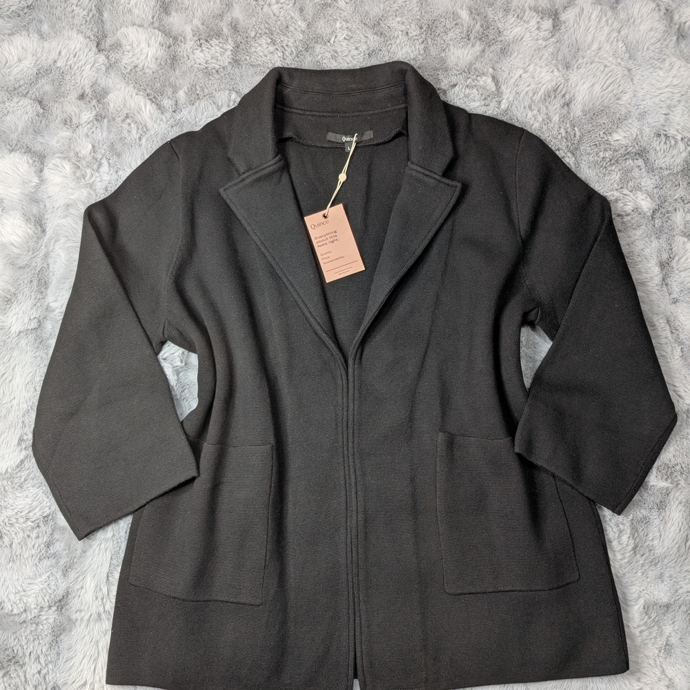 NWT Quince Women's Black Blazer 100% Organic Cotton